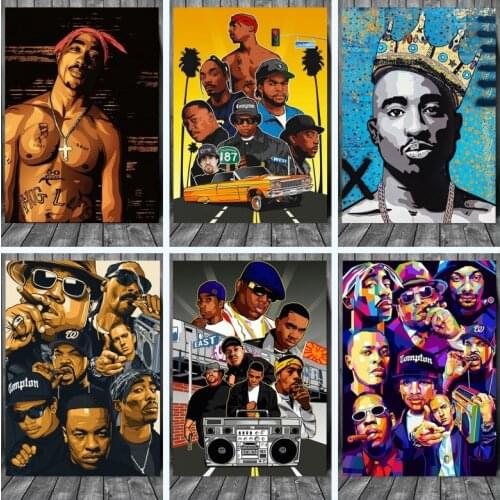 Fashion West Coast Hip Hop Tupac 2PAC Music Poster and Prints Canvas Painting on Wall Art Picture for Home Room Cuadros Decor