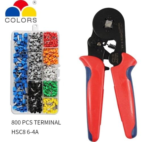 Ferrule Crimping Tool Kit - Ferrule Crimper Plier w/ 800pcs Wire Ferrules Wire Ends Terminals AWG 23-7 (0.25-10mm²)