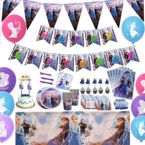 Disney Frozen Princess Anna Elsa Disposable Tableware Set Girl Birthday Party Supplies Decoration Paper Plate Napkin Baby Shower