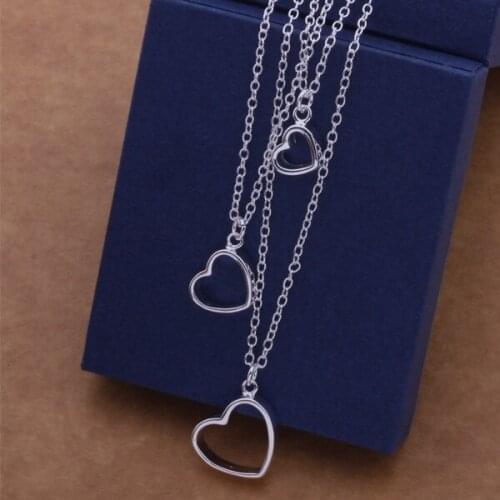 925 sterling silver Necklace, 925 silver fashion jewelry Three careful chain necklace /cyhalpoa blvakdca AN500