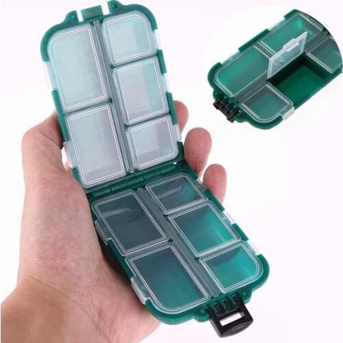 10 Fishing Lure Compartments Storage Case Plastic Organizer Container Fishing Tackle Box Square Fish Hook Lures Storage Case