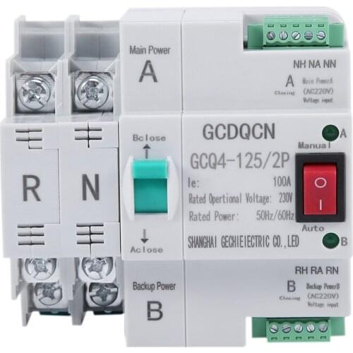 Promotion! Dual-Power Automatic Transfer Switch 2P 100A Household 35mm Rail Installation