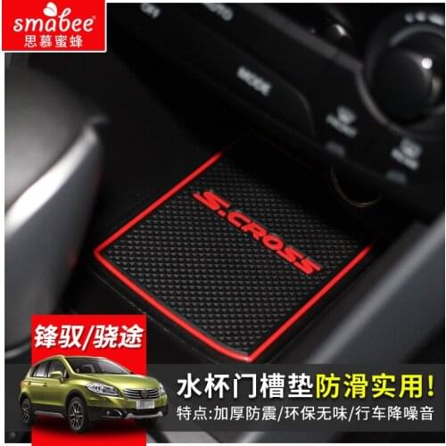 Anti-Slip Rubber Gate Slot Cup Mat for Suzuki SX4 S-Cross Vitara 2014 2015 2016 2017 2018 S Cross Accessories Sticker