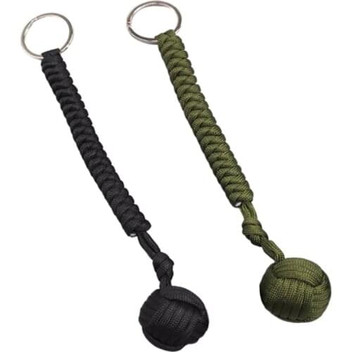 Self Defense Lanyard Survival Key Chain Outdoor Security Protection Black Monkey Fist Steel Ball Designed for women and kids