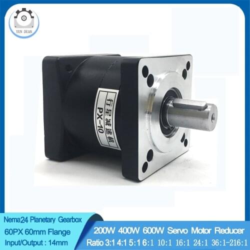 Nema24 60mm Ratio 3:1 Planetary Gearbox Speed Reducer Shaft 14mm Carbon Steel Gear for 200W- 600W Servo Motor