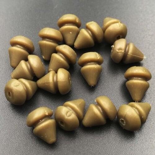 Shared With Fish 100pcs Brown/Khaki Color Rubbers Helicopter Beads Carp Fishing Helicopters Bead Fish Lure Accessories