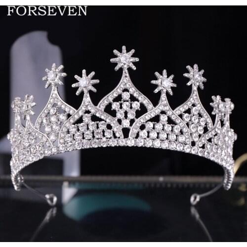 Rhinestone Crystal Crown Tiara Flower Brides Tiaras Headband Wedding Hair Jewelry Princess Crown Headband