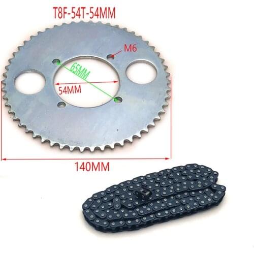 T8F 54T chain plate 54mm 54 Tooth Rear Chain Sprocket T8F 136link chain For 47cc 49cc Pocket Bike Mini Moto Quad ATV