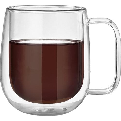 450ml Double Wall Glass Cup Heat Resistant Tea Coffee Mug With Handle Portable Transparent Beer Mug Whiskey Insulation Glass Cup