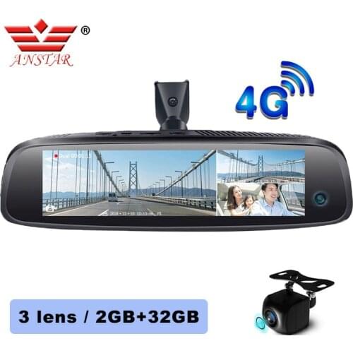 ANSTAR Car DVR ADAS 4G Android Rearview Mirror With 2+32GB 3-CH Dash Camera FHD 1080P Video Recorder Give Gar-Specific Bracket