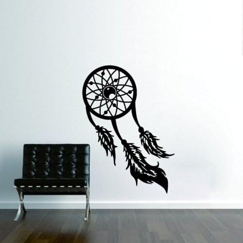 Vinyl Wall Decals Dreamcatcher Catcher With Protection Feather And Circle Amulet Wall Mural Art Home Room Decor Wallpaper Y-780