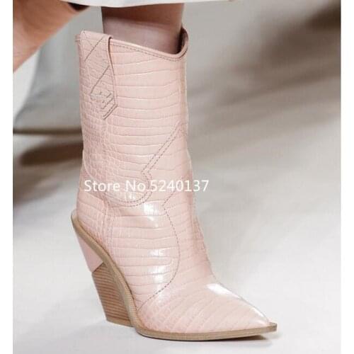 European Design Wedges Women Mid-calf Boots Pointed Toe Slip-on Fashion Show Boots Short/Long Boots Multi-colors Women