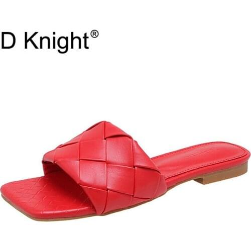 Plus Size 40 Womens Slippers Solid Flat Heel Slides Shoes For Women Summer Square Toe Slip On Female Footwear Sandals Slippers