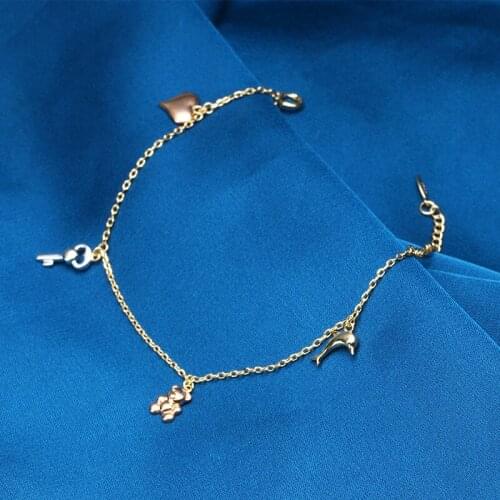 Girl heart love dolphin bracelet creative multi-element key bear bracelet bracelets for women pulseira feminina