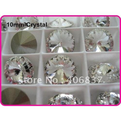 100pcs/Lot, Color Clear/Crystal 10mm Rivoli Crystal, Free Shipping! Chinese Top Quality Crystal Rivoli