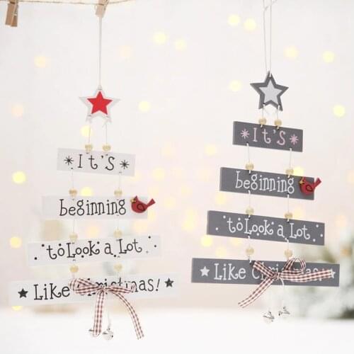 2020 Merry Christmas Letter Wooden Pendants Ornaments Xmas Tree Ornament Wood Crafts For Home Wall Christmas Party Decoration