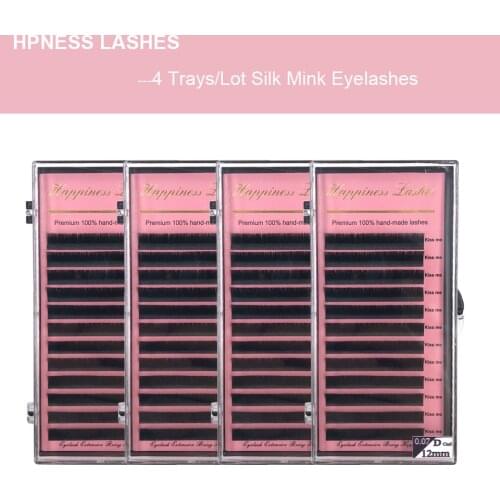 Eyelash Extension 4 trays/lot Silk Mink Lashes Individual Lashes 8-15mm All Sizes Classic Eye Lashes HPNESS