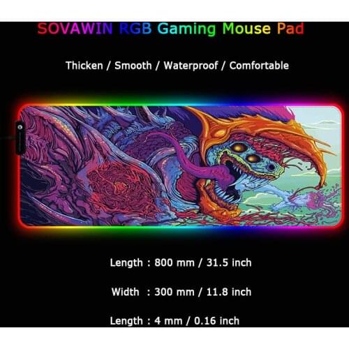 MRGLZY Super Beast Large LED RGB Lighting Gaming Accessories Mouse Pad 90X40CMXL Gamer Grande desk Mat CS to PC Computer