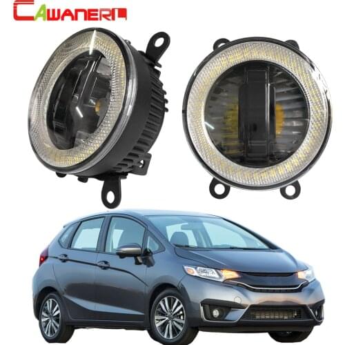 Cawanerl For Honda Fit 2015 2016 2017 2018 Car Accessories LED Fog Light Angel Eye Bulb DRL Daytime Running Lamp 12V