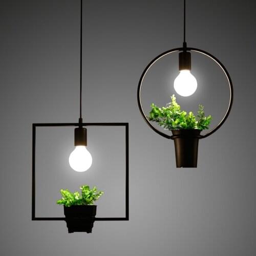 Loft Retro Green Plant Vase Pendant Light GOLD Iron For Dining Room Restaurant Bedroom Coffee shop Living Room LED E27 bulbs
