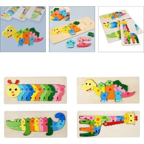 Wooden Number Puzzle Blocks Matching Game Learning Toy for Toddler Baby Kids