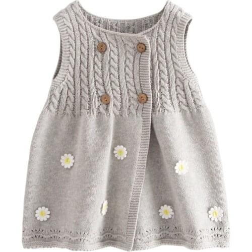 European and American style children baby clothes girls wool cotton knitted long vest sweater cardigan spring and autumn