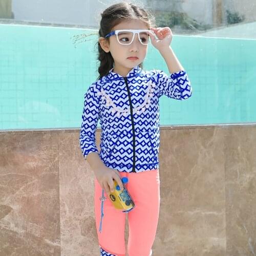 2019 Two piece swimsuit for kids tankini set girls model long sleeve beachwear UV swimwear girl bathing suit toddler swimsuit