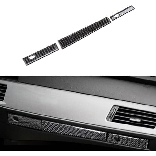 For BMW E60 5 Series Car Accessories 3PCS Carbon Fiber Car Interior Center Control Copilot Water Cup Holder Cover Strip Sticker