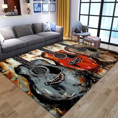 Guitar 3D Pattern Area Rug Non-Slip Kids Play Crawl Floor Mat Child Room Decoration Large Carpets for Children Bedroom Game Rugs