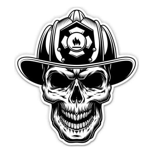 GT Graphics Express Firefighter Skull - Vinyl Sticker Waterproof Decal