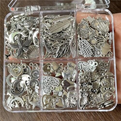 JunKang 180pcs random mixed batch of peach heart leaf animal palm moon star ocean series pendant DIY bracelet necklace making