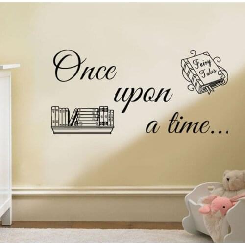 Books Wall Decal Quote Once Upon A Time Art Vinyl Stickers Modern Kids Bedroom Study Library Reading Room Interior Decor Q453