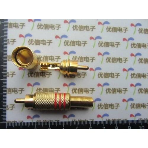 Red gold plated plum blossom audio and video male plug