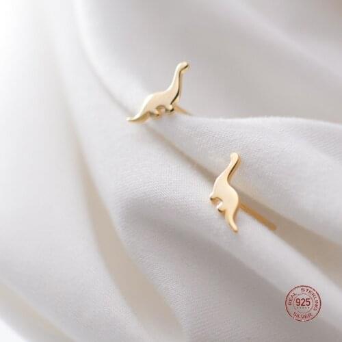 LKO New 925 Sterling Silver Jewelry Fashion Cute Small Dinosaur Stud Earrings For Women Student Daily Party Jewelry Ornaments