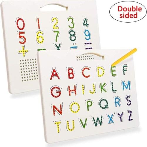 Magnetic Alphabet Tracing Board, Double Sided Drawing Board for Kids, Colorful Letter and Number Learner for Toddlers Children
