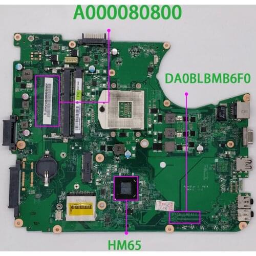 For Toshiba Satellite L750 L755 A000080800 DA0BLBMB6F0 HM65 DDR3 Laptop Motherboard Mainboard Tested