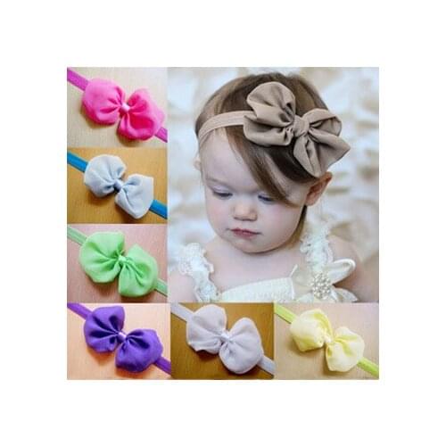 Cute Baby Girls Chiffon Headband Baby Girls bow Elastic Hairband Kids colorful Headwear Hair Accessories