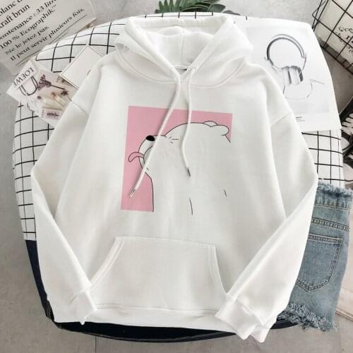Korean Style Fun Cartoon Bear Fashion Women Sweatshirt Long Sleeve Oversized Hoodies Winter Harajuku Pullover Drawstring Hoody
