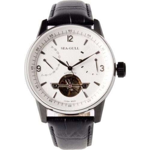 Seagull Sea-Gull Power Reserve Skeleton Dial Leather Strap Mens Watch Self Wind Automatic Mechanical Wristwatch 219.327