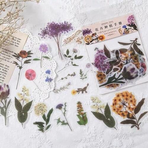 2020 Creative Junk Journal Flowers Plants Flake Washi Sticker Pack DIY Craft Photo Albums Card Making Label Sticker