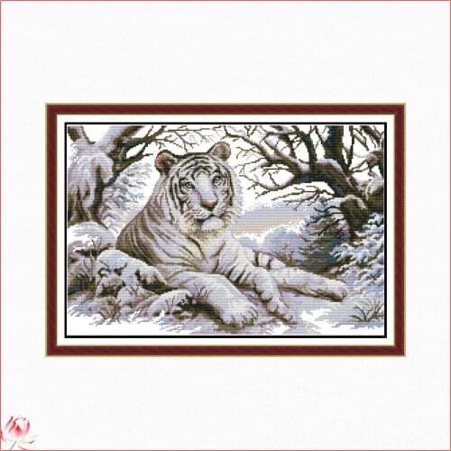 Tigers In The Snow Winter Scenery Chinese Cross Stitch Kits Ecological Cotton Stamped 11CT 14CT DIY Christmas Gifts For Home