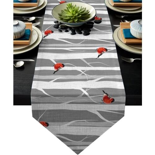 Animal Table Runners Modern Christmas Theme Tree Branch Red Bird Table Runner Christmas Decorations for Home Table