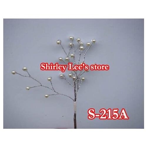 Wholesale----144 bunches X Five Pearl Strand Silver Wired Stems (S-215A) (Free Shipping by Express)