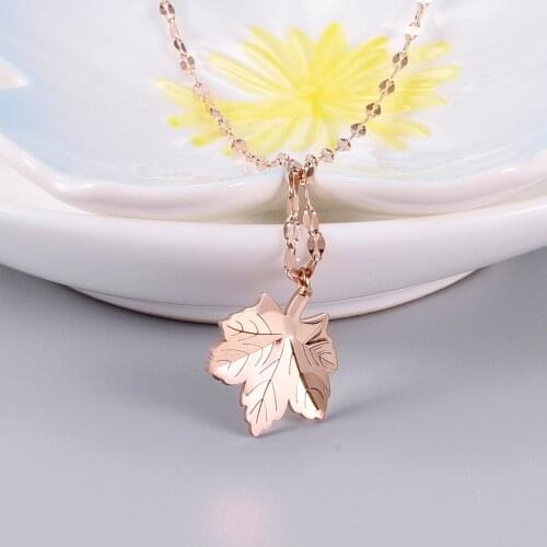Stainless Steel Necklace for Women Leaf Pendant Necklace Choker Jewelry