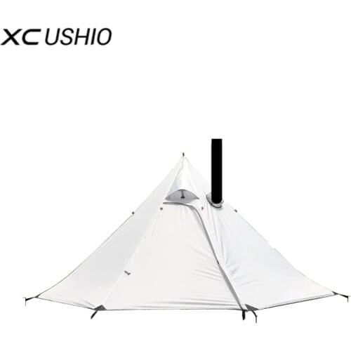 3-4 Person Ultralight Outdoor Camping Teepee Big Pyramid Tent Portable Large Backpacking Hiking Tent with Rod Awnings Shelter