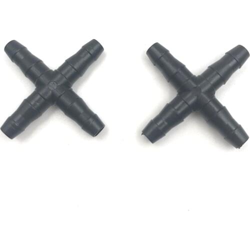 10PCS 1/4'' Cross Connecter for 4/7mm Micro Tubing Hose Four-Ways Barbed Adapter Drip Irrigation Cross Joint Connectors