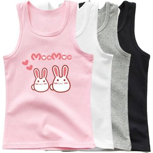 Baby Girls Cartoon Print Vest Shirt Kids Cute Rabbit Bunny Clothes Girls Summer Sleeveless T shirt Children Undershirt