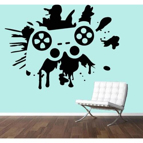 Joystick Game Vinyl Wall Decal Gaming Room Video Games Wall Stickers Children Room Modern Home Decoration Self-adhesive W154