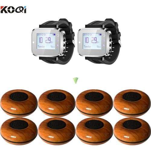 High-efficiency 433.92Mhz Restaurant Receiver Watch Transmitter Button Wireless Calling System (2 watch+ 8button)