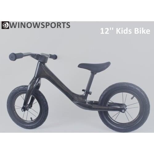 Winowsports super light weight 12 inch kids balance bike push bike 12" childrens walking full carbon complete bike carbon wheel